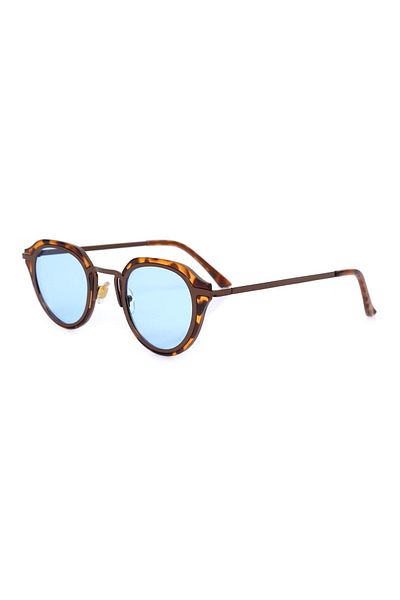 TomyHelf UV400 Protected Leopard Frame Blue Glass Oval Women's Sunglasses