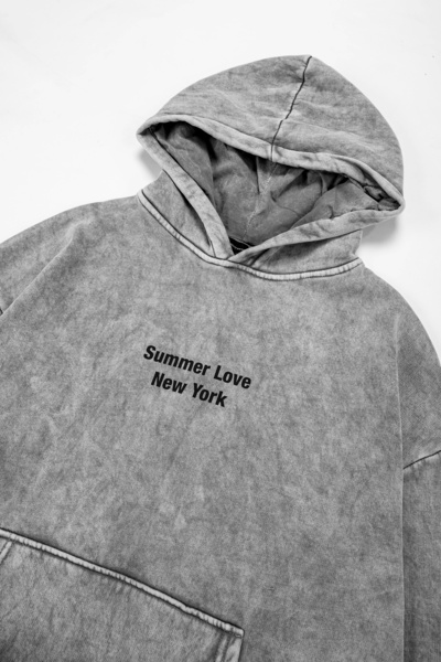 Sekizbiraltı Washed White Summer Love Back Printed Oversize Unisex Hoodie