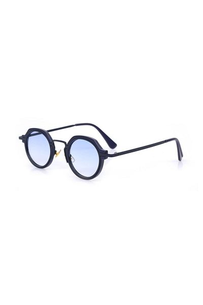 TomyHelf Uv400 Protected Dark Blue Frame Blue Glass Hexagon Women's Sunglasses