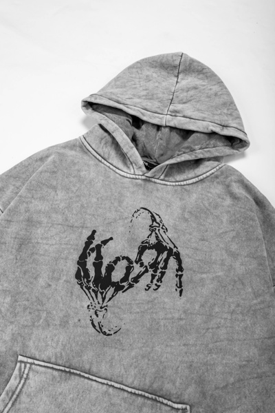 Sekizbiraltı Біла худі з принтом Korn, що можна прати, оверсайз, унісекс