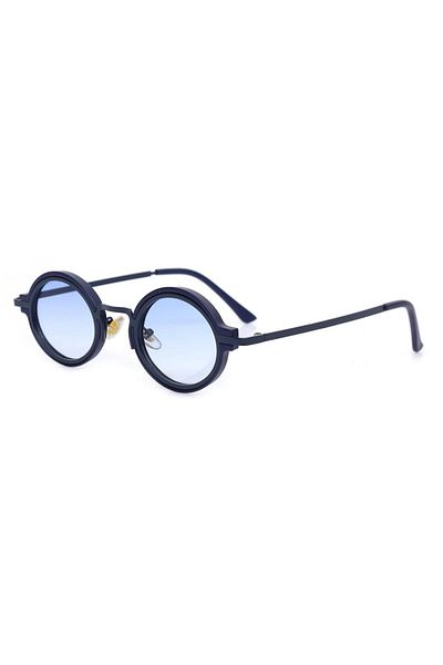 TomyHelf UV400 Protected Dark Blue Frame Blue Glass Oval Women's Sunglasses