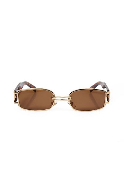 TomyHelf Women's Sunglasses Retro Rectangular Brown Frame Brown Glass Without Ring With Logo