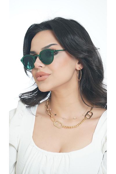 TomyHelf Women's Sunglasses Oval Green Frame Green Glass