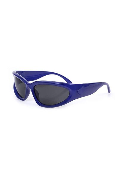 TomyHelf Cycling Glasses Dark Blue Frame Black Glass Wind Protected