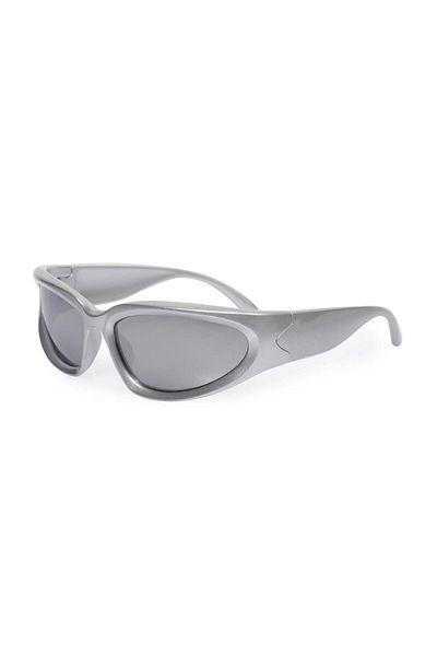 TomyHelf Cycling Glasses Silver Frame Silver Mirrored Glass Wind Protection