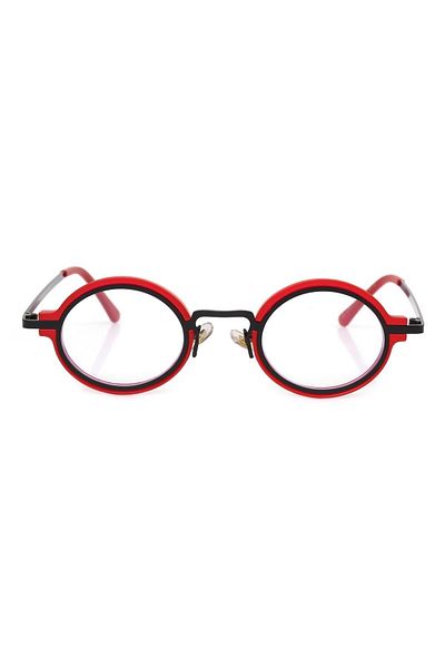 TomyHelf Blue Light Protective Red Black Frame Oval Glasses