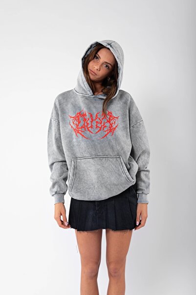 Bak Moda Bela Crvena Sumrak Tiskana - Oversize Unisex Hoodie