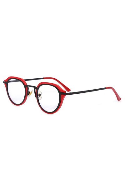 TomyHelf Red Frame Oval Women's Glasses with Blue Light Protection