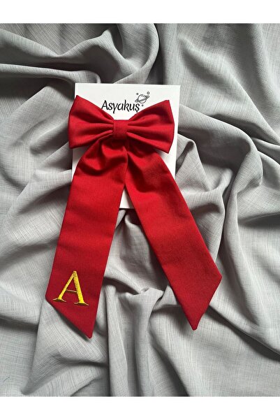 asyakuş إبزيم أوتوماتيكي بفيونكة حمراء مطرزة بحروف