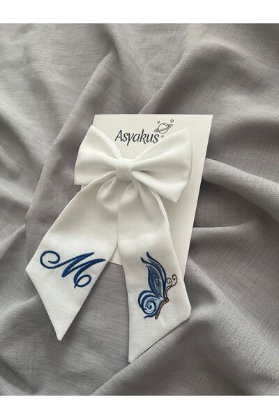 asyakuş Butterfly and Letter Embroidered Tailed Bow Automatic Buckle