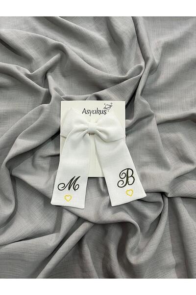 asyakuş 2 Letter and 2 Hearts Embroidered Bow Automatic Buckle