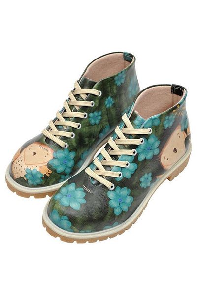 Dogo Γυναικεία Vegan Δερμάτινα Navy Blue Ankle Boots - Owl My Love Design
