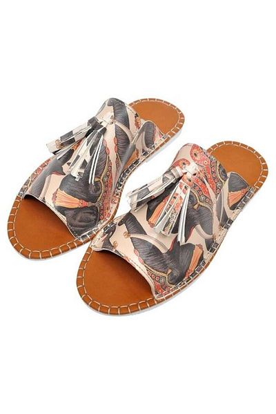 Dogo Women's Vegan Leather Green Slippers - Elephant Design