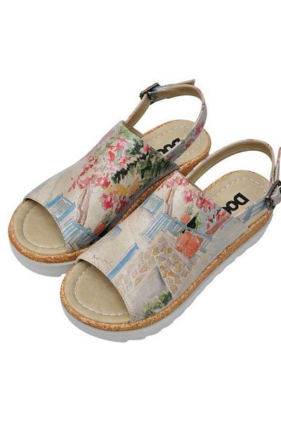Dogo Sandale de damă din piele vegană bej cu talpă groasă - Sun Please Design