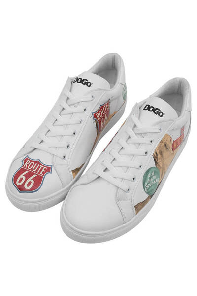 Dogo Erkek Vegan Deri Beyaz Sneakers - Route 66 Tasarım