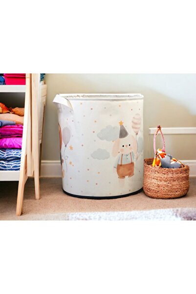 PH Prendi Home Coș de depozitare a rufelor de jucărie multifuncțională cu figurină de iepure drăguț imprimată fără plasă 37x40