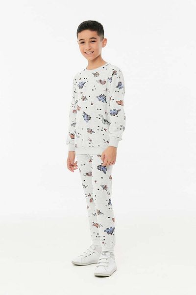 Fulla Moda Printed Crew Neck Unisex Pajama Set