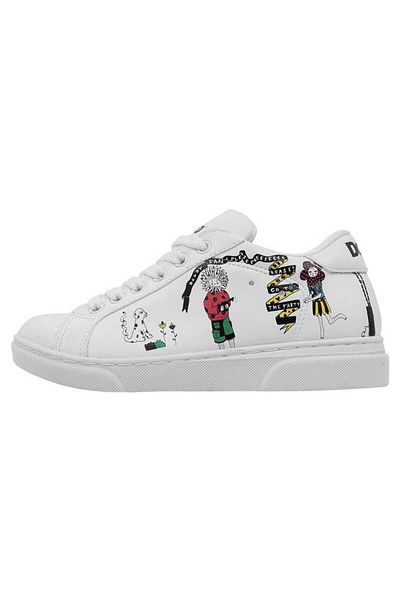 Dogo Pantofi albi din piele vegană pentru copii unisex - Design de petrecere