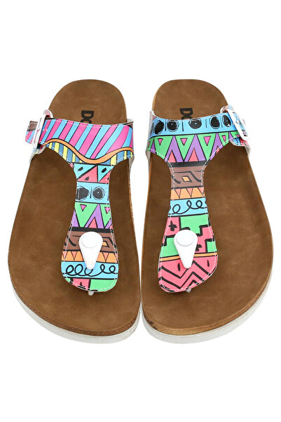 Dogo Дамски веган кожени многоцветни джапанки - дизайн на цветовете на шарките