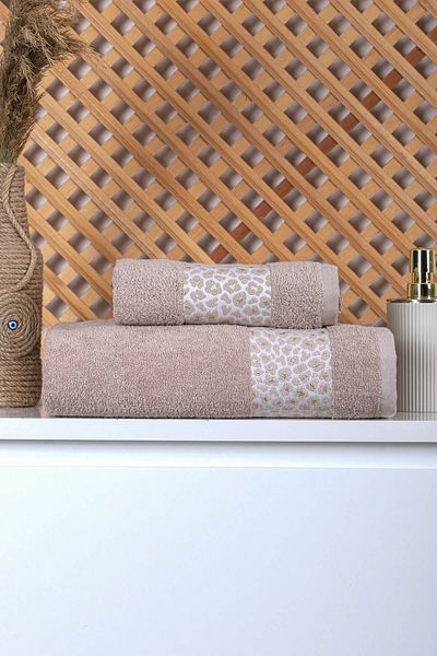 Mira Home Σετ πετσετών μπάνιου 2 τεμαχίων Jacquard Γυναικείο-Ανδρικό Leo 90x150 cm