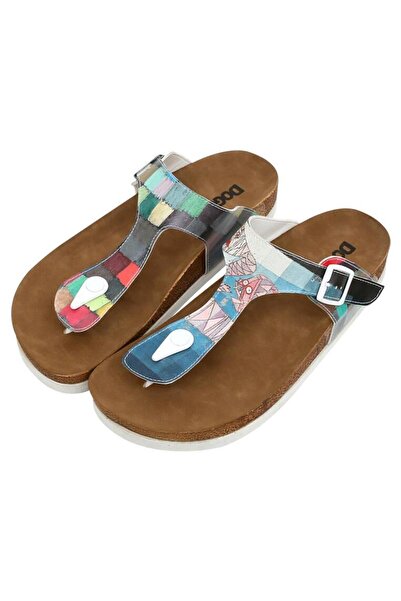 Dogo Women's Vegan Leather Multicolored Flip Flops - Yabara With Fish Design