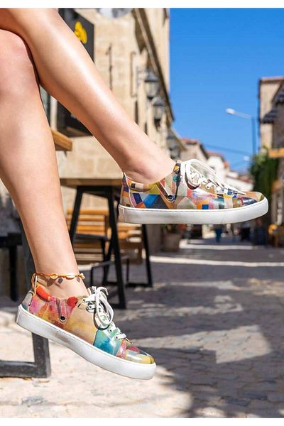 Dogo Pantofi de damă din piele vegană multicoloră - Stain Design
