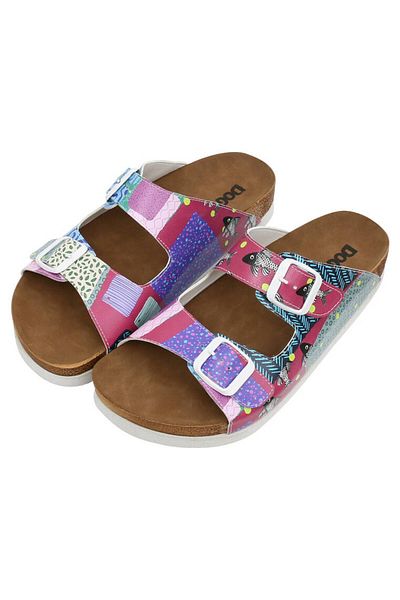 Dogo Women's Vegan Leather Purple Slippers - Patch Fish Design