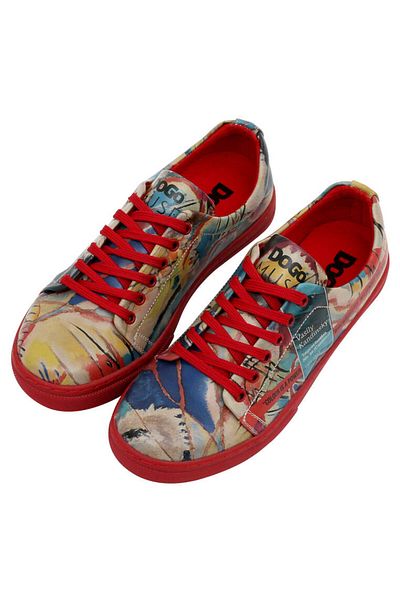 Dogo Women's Vegan Leather Multicolored Sneakers - Vasily Kandinsky Cannons Muse Design