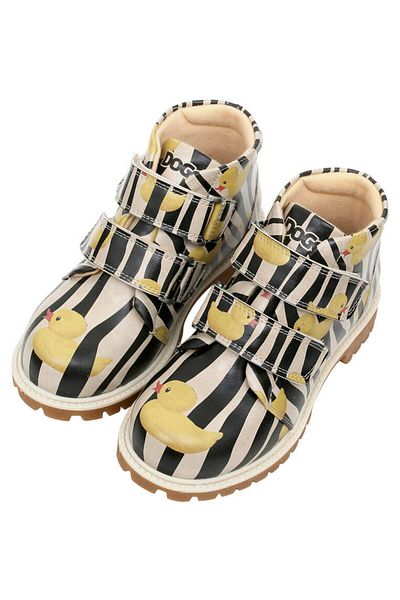 Dogo Παιδικές Vegan Δερμάτινες Μαύρες Casual Μπότες - Ducky Design