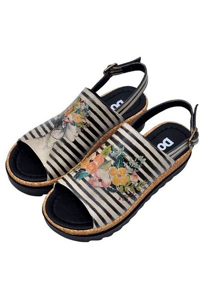 Dogo Sandale de damă din piele vegană bej cu talpă groasă - Design Dreamer