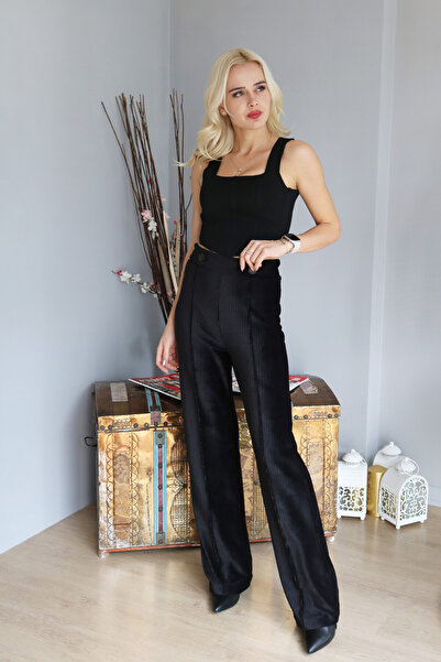 FİRST CHANCE Kadife Pantolon Siyah