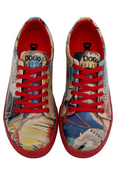 Dogo Women's Vegan Leather Multicolored Sneakers - Vasily Kandinsky Cannons Muse Design