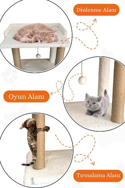 Nursoft Cat Scratcher with Terrace and Sleeping Pompom