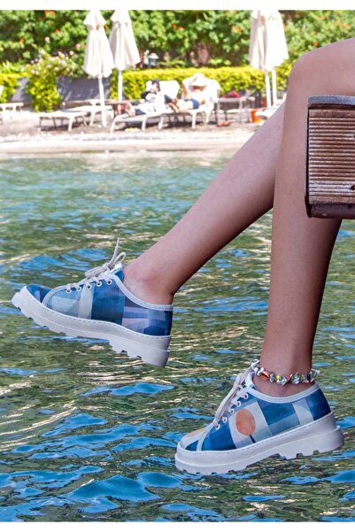 Dogo Kadın Vegan Deri Mavi Sneakers - Be Different Tasarım