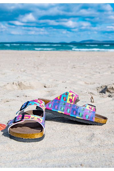 Dogo Women's Vegan Leather Multicolored Slippers - Wanna Ride Design