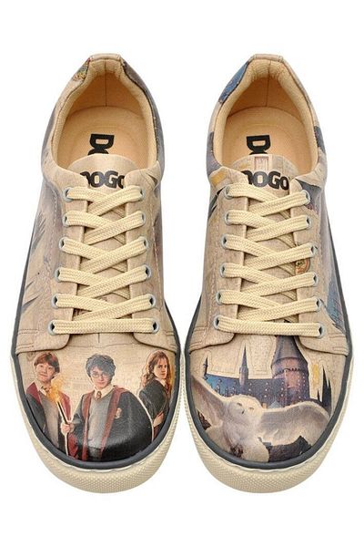 Dogo Pantofi de damă din piele vegană bej - Warner Bros Gryffindor Gang Harry Potter Design