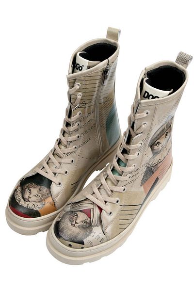 Dogo Women's Vegan Leather Beige Zippered Long Boots - Mon Cher Design