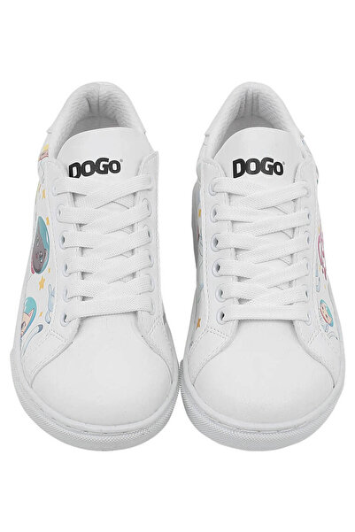 Dogo Unisex Kids Vegan Δερμάτινα Λευκά Αθλητικά Παπούτσια - Cats Of Space Design