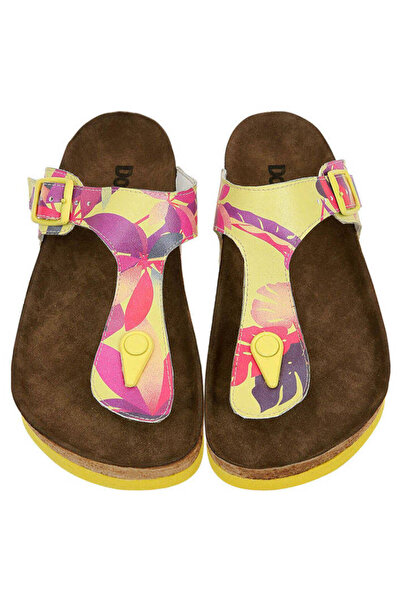 Dogo Women's Vegan Leather Yellow Colored Flip Flops - Planty Design