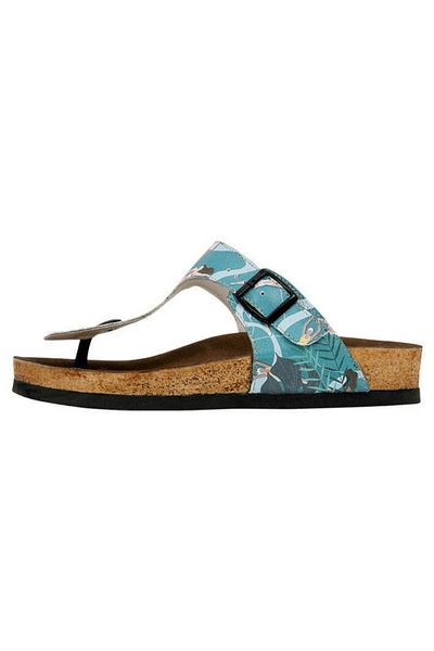 Dogo Flip-flops de damă din piele vegană albastră - Let's Swim Design