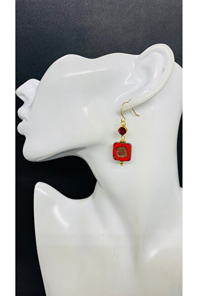 Porsuk Alternatif تصميم يدوي أقراط نسائية من الزجاج التشيكي