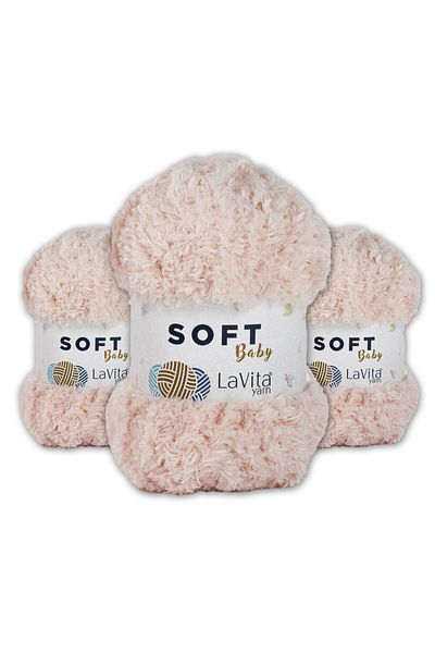 LaVita Yarn Soft Baby Velvet Yarn Amigurumi 3 Pack Hand Knitting Yarn Taka Yarn (4141-Light Powder)