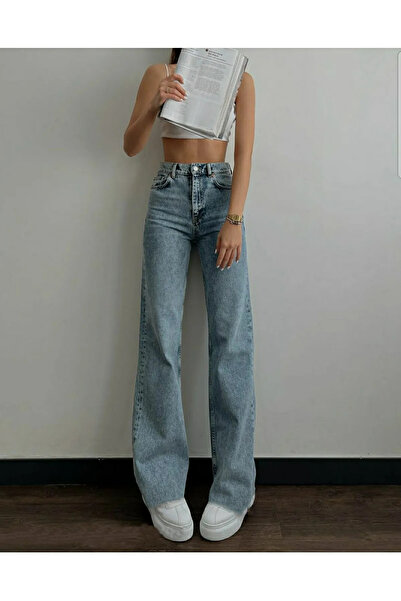 MAKRAS EXCLUSIVE Дамски дънки Stradus Blue Snow Wash със супер висока талия и...