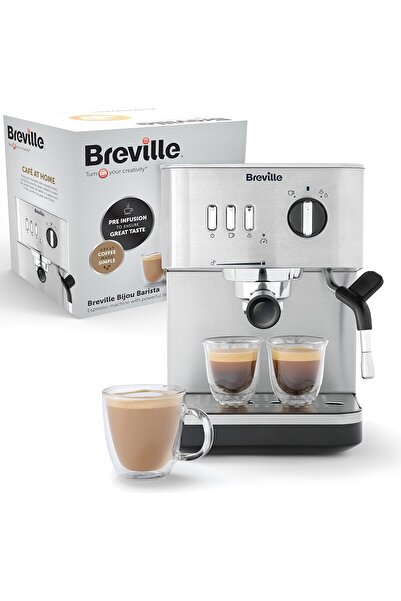Breville Espresso Makinesi Otomatik ve Manuel, Cappuccino ve Latte Makinesi,15 Bar Pompa, Buhar Çubuğu
