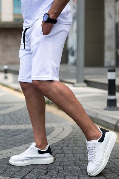 FUWEAR شورت برمودا أبيض كبير الحجم للرجال