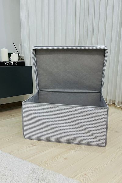 VAYBE Set of 3 Gray Polka Dot Patterned Multi-Purpose Storage Box, Box Storage Box Organizer Toy Box