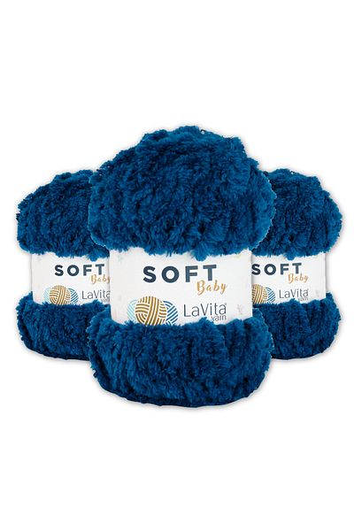 LaVita Yarn   Ață moale de catifea pentru bebeluși Amigurumi Pachet de 3 fire de tricotat manual Ață Taka (5042-Marin) Ață Taka