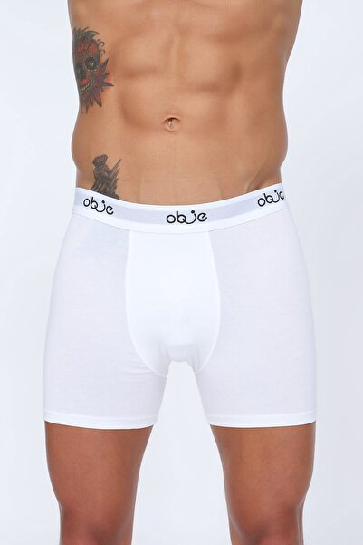 OBJE Beyaz Penye Modal Erkek Boxer