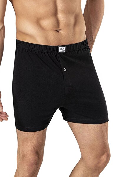 OBJE Siyah Pamuklu Erkek Boxer Şort