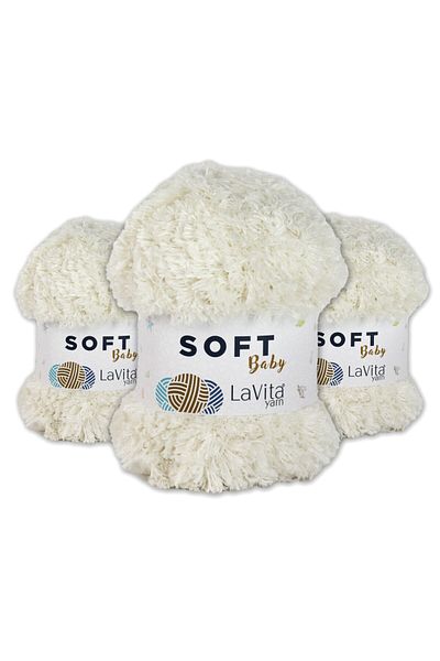 LaVita Yarn Soft Baby Velvet Yarn Amigurumi 3 Pack Hand Knitting Yarn Taka Yarn (1011-Cream) Taka Yarn